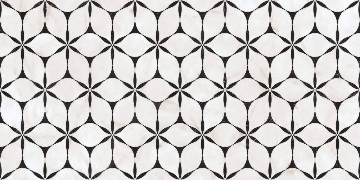 Marble mosaic effect porcelain tile ABK Sensi Fantasy Flower, 60x120 cm, 8.5 mm, polished 3D textured (lux 3D) – 2