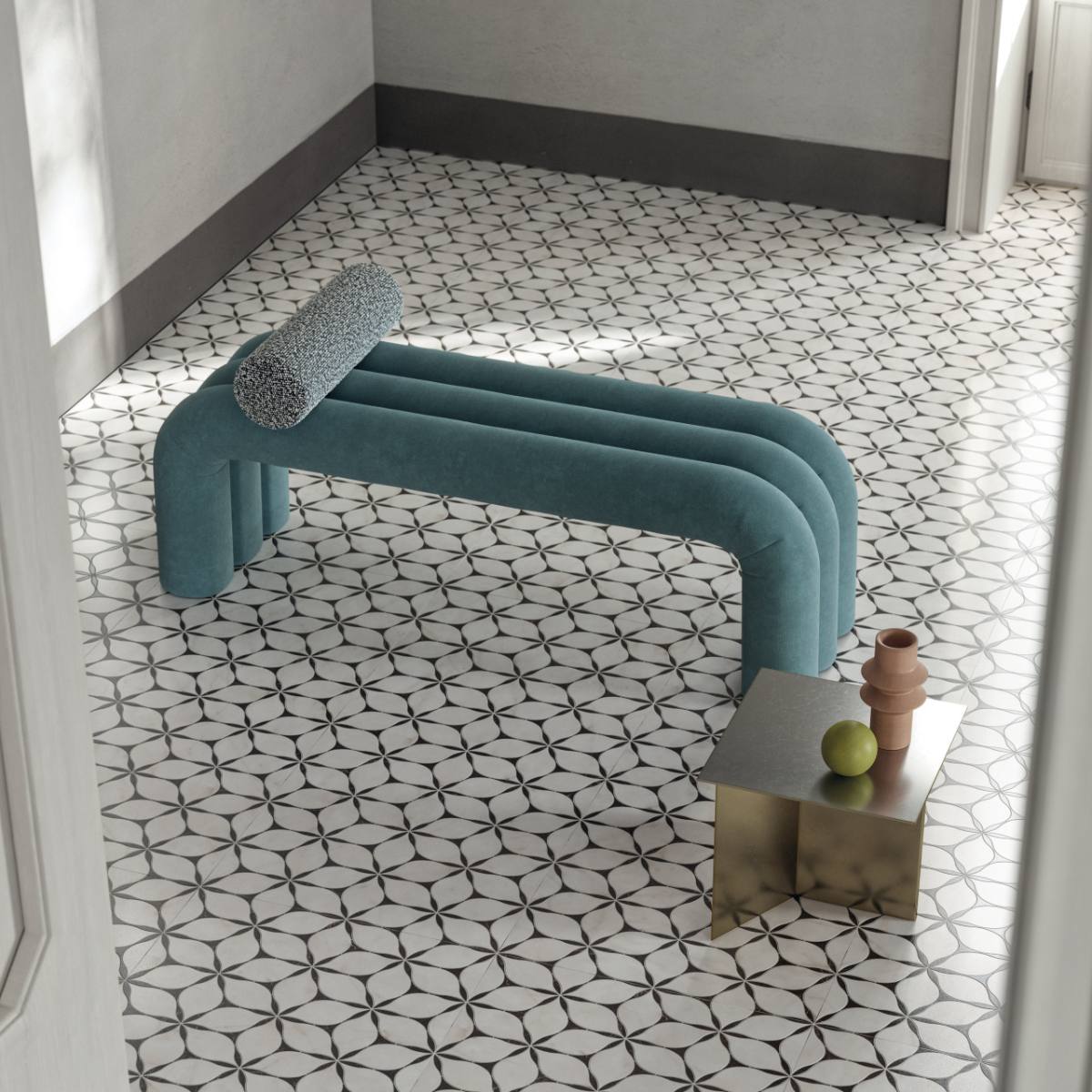 Marble mosaic effect porcelain tile ABK Sensi Fantasy Flower, 60x120 cm, 8.5 mm, polished 3D textured (lux 3D) – 3