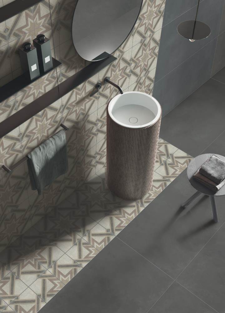 Patterned porcelain floor tile ABK Play Concrete Retrò A, 20x20 cm, 8.5 mm, matt (nat.) – 3