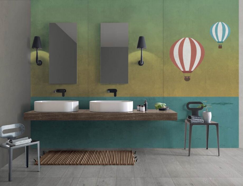 Patterned porcelain ABK Wide&Style Baloon matt – view 3 Patterned large porcelain decor slab ABK Wide&Style Baloon B, 120x280 cm, 6 mm, matt – 3
