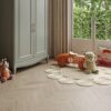 Oak Chevron Parquet Esta Nordic S Sandstone extra matt lacquered – in an interior Oak Chevron Parquet Esta Nordic S Sandstone extra matt lacquered – 3