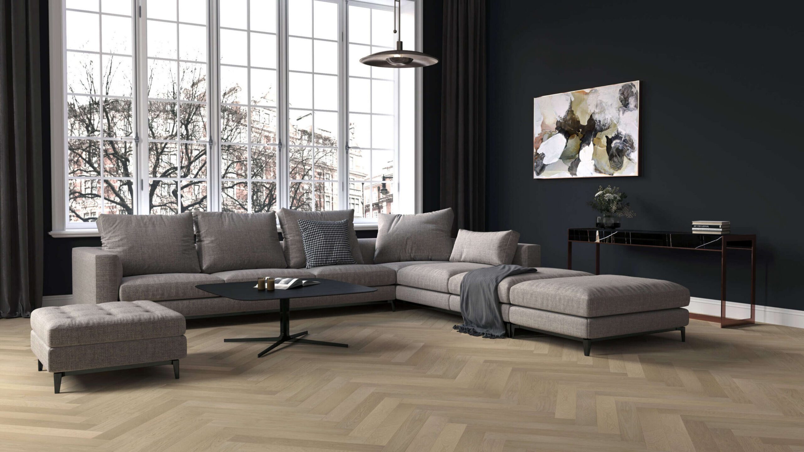 Oak Herringbone Parquet Esta AB Sandstone extra matt lacquered – 2