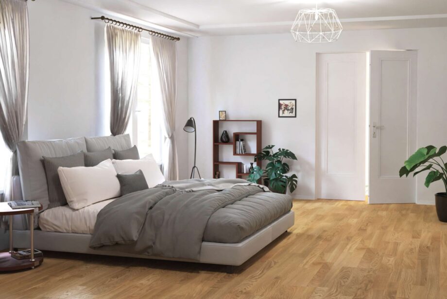 Oak Parquet Flooring 3-Strip Esta Classic extra matt lacquered – in an interior Oak Parquet Flooring 3-Strip Esta Classic extra matt lacquered – 3