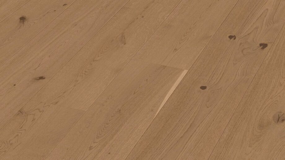 Oak parquet Meister, Lindura HD 400, Clay brown oak authentic 20225, 1-strip, 2200 x 270 mm, brushed, ultra matt lacquered