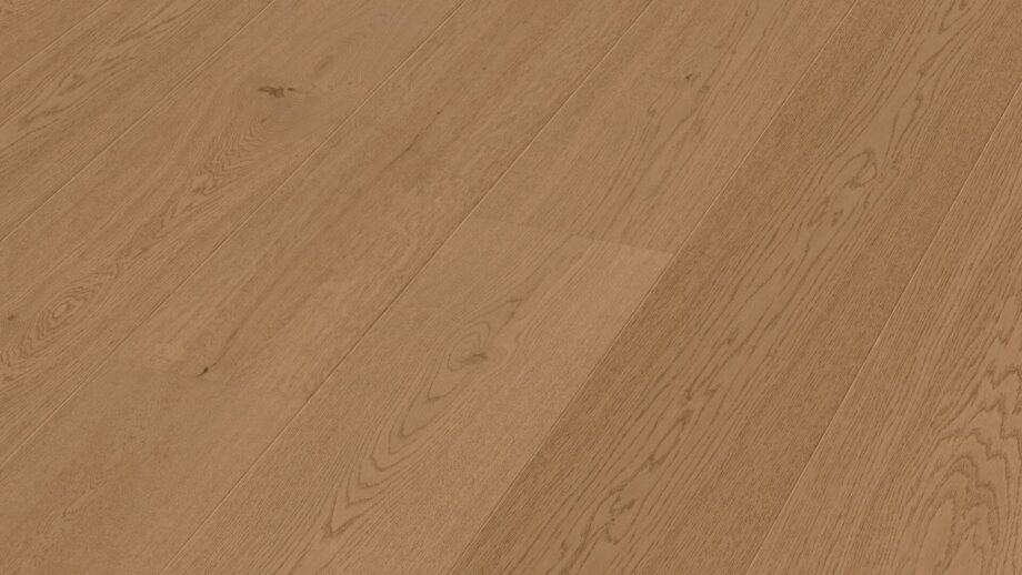 Oak parquet Meister, Lindura HD 400, Clay brown oak lively 20227, 1-strip, 2200 x 270 mm, brushed, ultra matt lacquered