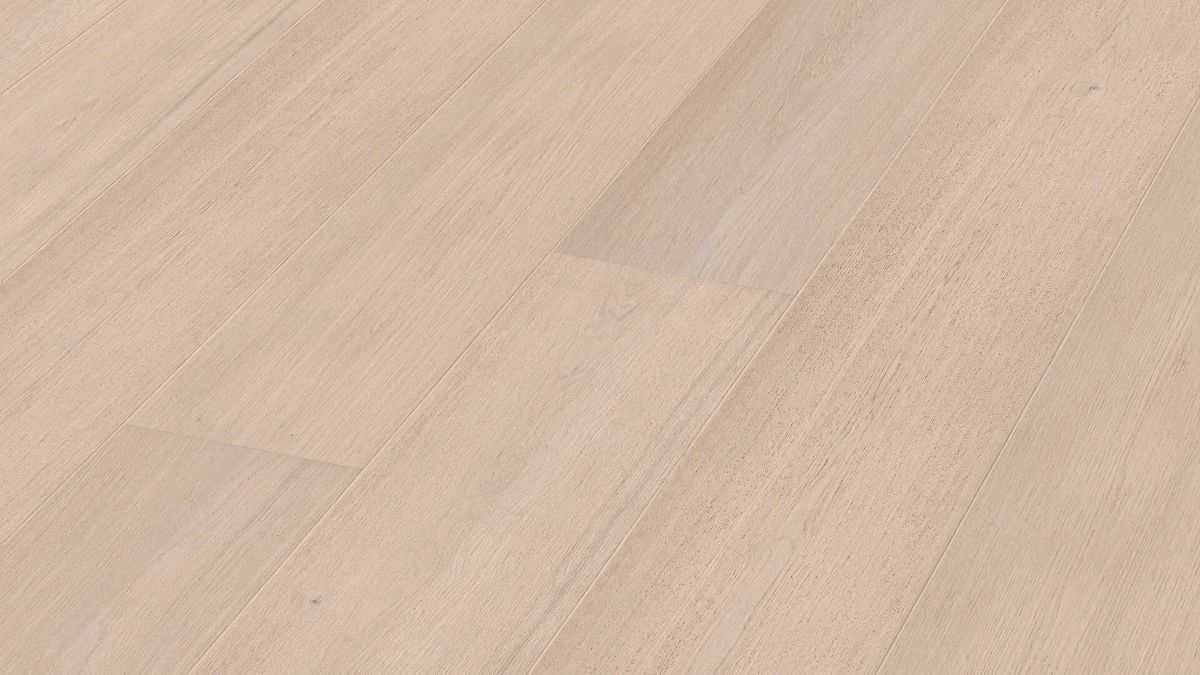Oak parquet Meister, Lindura HD 400, Natural pearl white oak 20229, 1-strip, 2200 x 270 mm, brushed, ultra matt lacquered