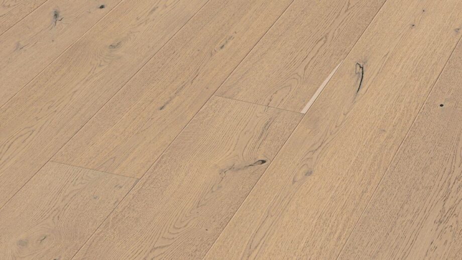 Oak parquet Meister, Lindura HD 400, Sand grey oak authentic 20226, 1-strip, 2200 x 205 mm, brushed, ultra matt lacquered