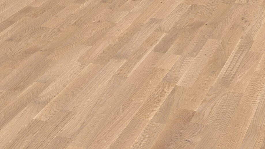 Oak parquet Meister, Longlife PC 200, Cream oak lively 09037, 3-strip, 2400 x 200 mm, brushed, ultra matt lacquered