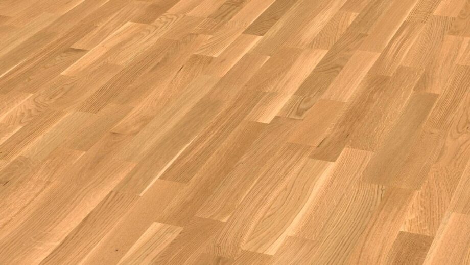 Oak parquet Meister, Longlife PC 200, Oak lively 09033, 3-strip, 2400 x 200 mm, brushed, ultra matt lacquered
