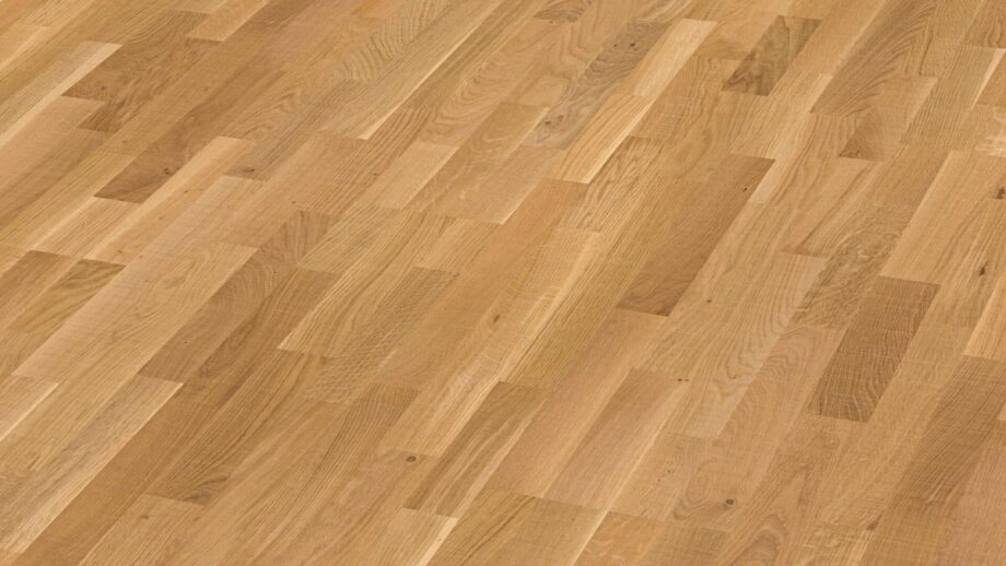 Oak parquet Meister, Longlife PC 200, Oak lively vintage 09041, 3-strip, 2400 x 200 mm, brushed, ultra matt lacquered