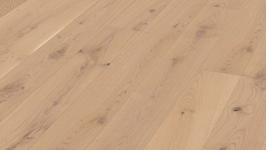 Oak parquet Meister, Longlife PD 400, Authentic cream oak 09010, 1-strip, 2200 x 180 mm, brushed, ultra matt lacquered