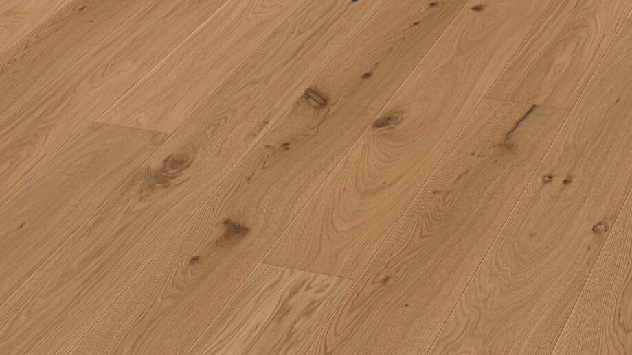 Oak parquet Meister, Longlife PD 400, Authentic greige oak 09029, 1-strip, 2200 x 180 mm, brushed, naturally oiled