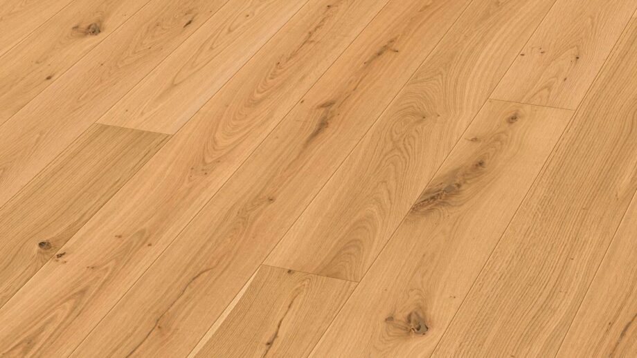 Oak parquet Meister, Longlife PD 400, Authentic oak 09011, 1-strip, 2200 x 180 mm, brushed, ultra matt lacquered