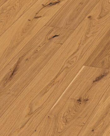 Oak parquet Meister, Longlife PD 400, Authentic oak lightly smoked look 09027, 1-strip, 2200 x 180 mm, brushed, naturally oiled