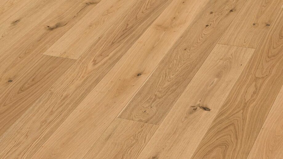 Oak parquet Meister, Longlife PD 400, Authentic pure oak 09004, 1-strip, 2200 x 180 mm, brushed, ultra matt lacquered