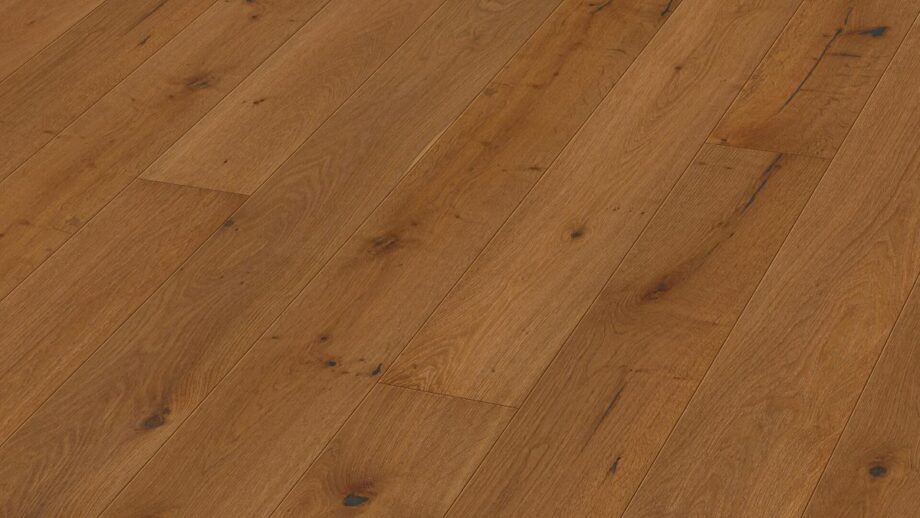 Oak parquet Meister, Longlife PD 400, Authentic steamed oak 09016, 1-strip, 2200 x 180 mm, brushed, ultra matt lacquered