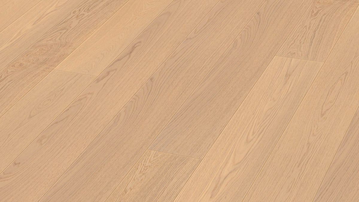 Oak parquet Meister, Longlife PD 400, Pure oak harmonious 09030, 1-strip, 2200 x 180 mm, brushed, naturally oiled
