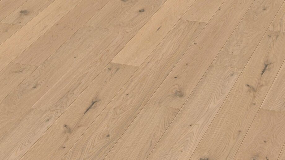 Oak parquet Meister, Longlife PS 300, Authentic cream oak 09020, 1-strip short plank, 1187 x 142 mm, brushed, ultra matt lacquered Oak parquet Meister, Longlife PS 300, Authentic cream oak 09020, 1-strip short plank, 1187 x 142 mm, brushed, ultra matt lacquered