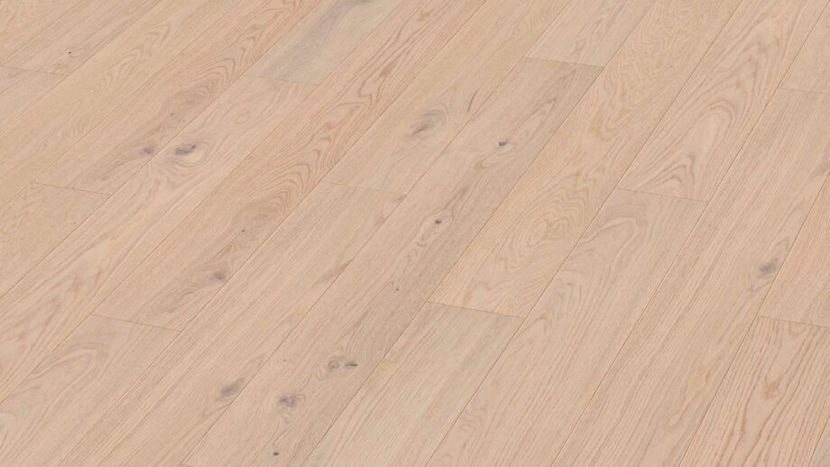 Oak parquet Meister, Longlife PS 300, Authentic off-white oak 09021, 1-strip short plank, 1187 x 142 mm, brushed, ultra matt lacquered Oak parquet Meister, Longlife PS 300, Authentic off-white oak 09021, 1-strip short plank, 1187 x 142 mm, brushed, ultra matt lacquered