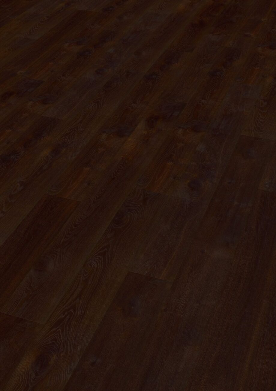 Oak parquet Thede & Witte Boston, Darkblack, deep smoked, oiled, 1-strip, 1900 x 189 x 15 mm