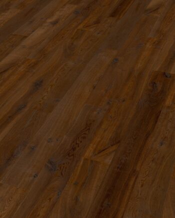 Oak parquet Thede & Witte Boston, Darkbrown, knotty, brushed, oiled, 1-strip, 1900 x 189 x 15 mm