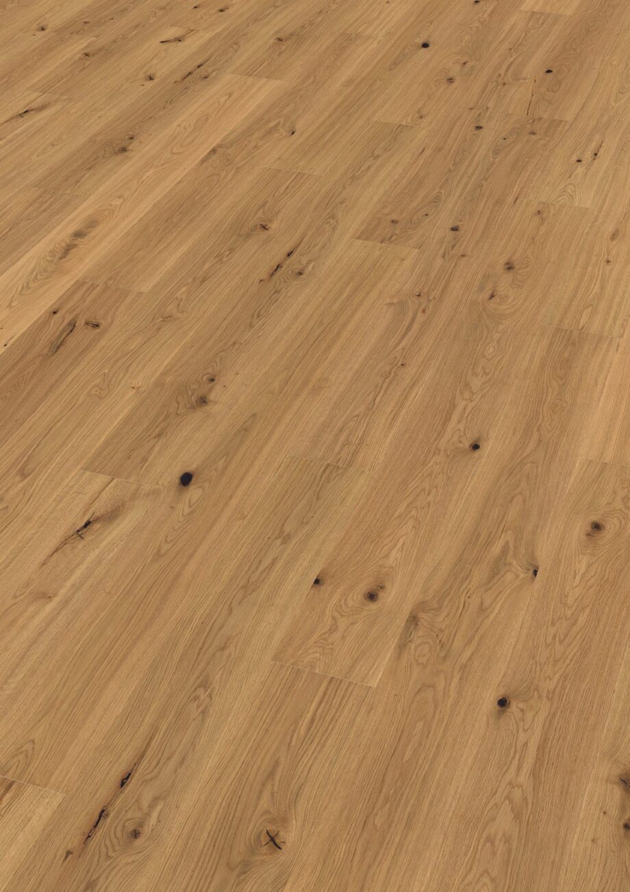 Oak parquet Thede & Witte Boston, rustic knotty, handscraped, oiled, 1-strip, 1900 x 189 x 14 mm