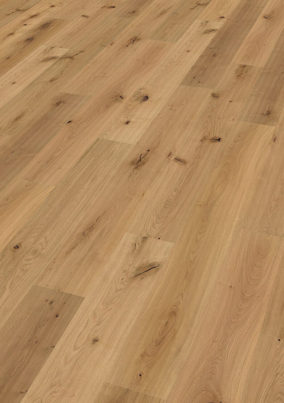 Oak parquet Thede & Witte Boston, knotty, handscraped, oiled, 1-strip, 2200 x 220 x 15 mm