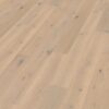 Oak parquet Thede & Witte Boston, knotty, smoked, brushed, white matt lacquered, 1-strip, 1900 x 189 x 15 mm