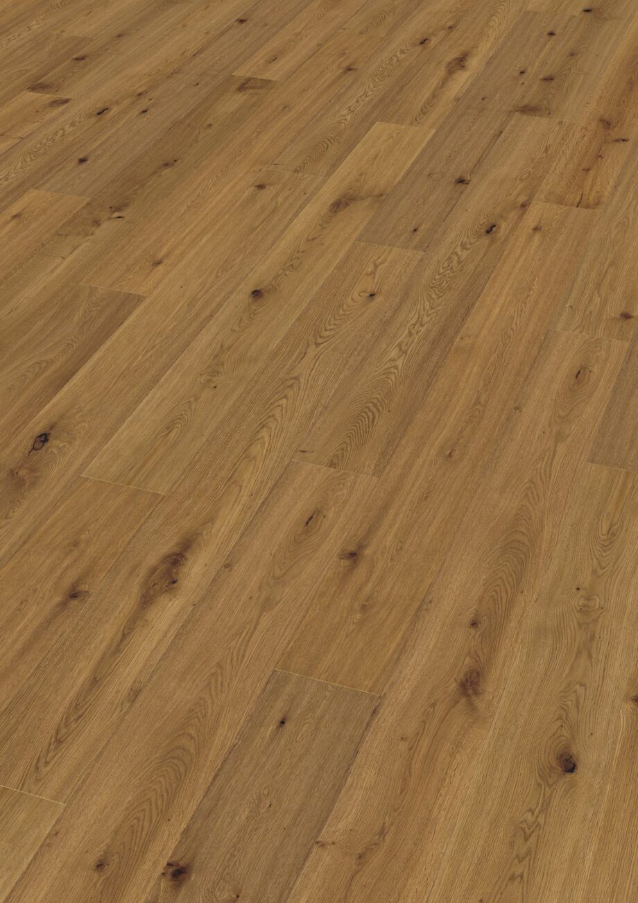 Oak parquet Thede & Witte Boston, rustic knotty, smoked, handscraped, oiled, 1-strip, 1900 x 189 x 14 mm
