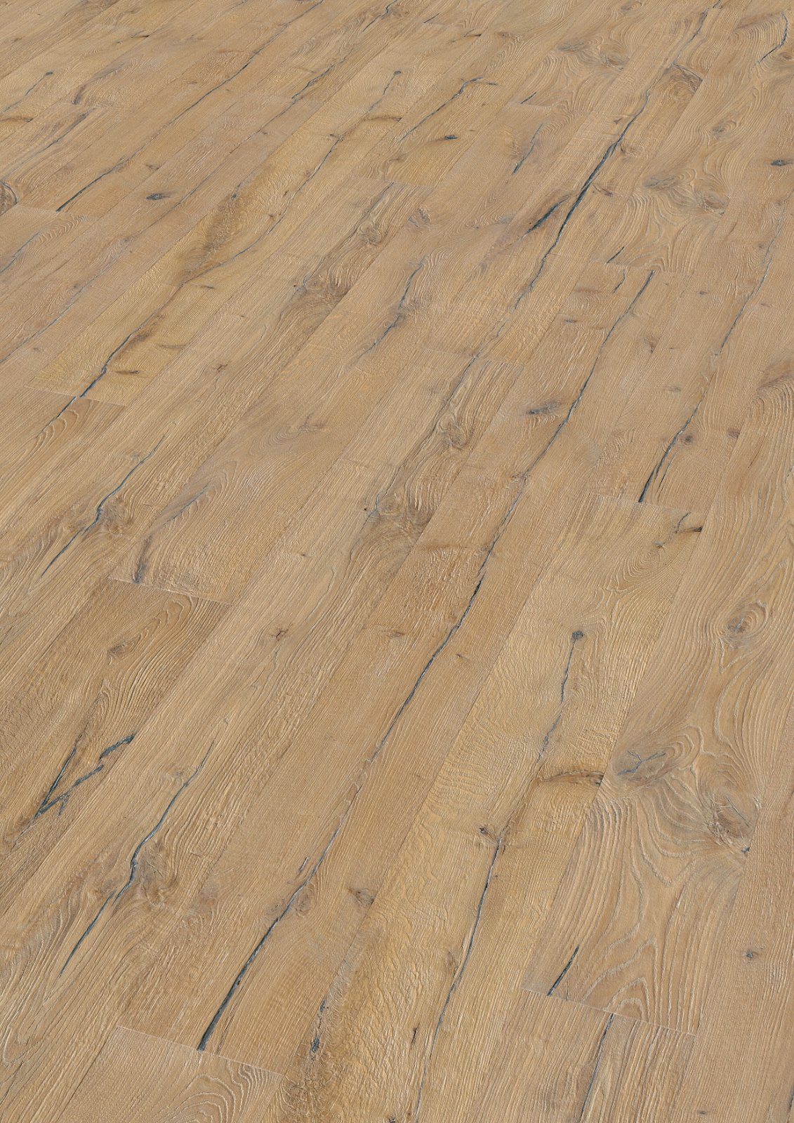Oak parquet Thede & Witte Boston Oldwood, White Wash, white oiled, 1-strip, 2200 x 220 x 15 mm