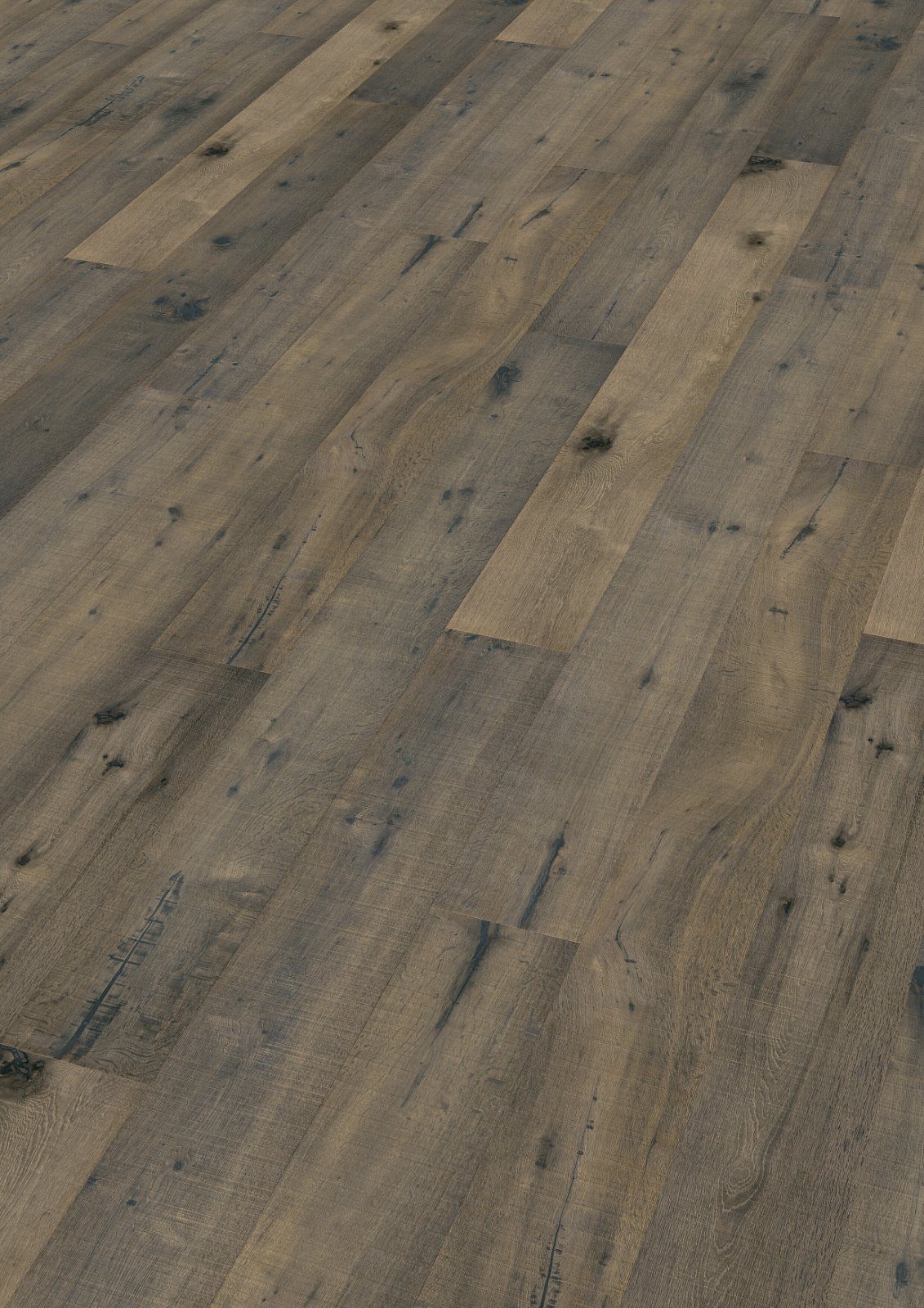 Oak parquet Thede & Witte Boston Vintage, Bluegrey, grey oiled, 1-strip, 1860 x 189 x 15 mm