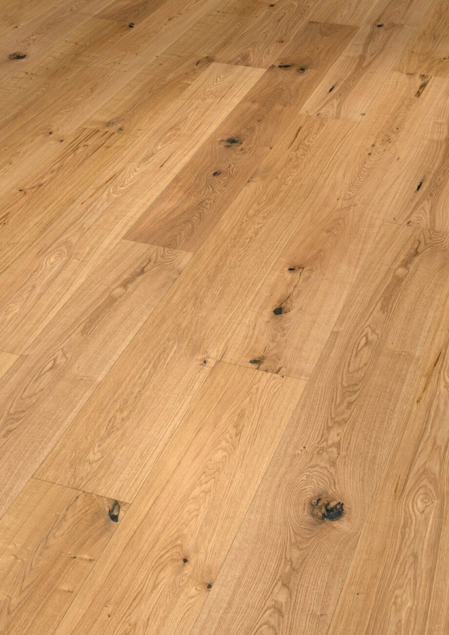 Oak parquet Thede & Witte Boston XL, rustic knotty, handscraped, oiled, 1-strip, 2200 x 260 x 15 mm