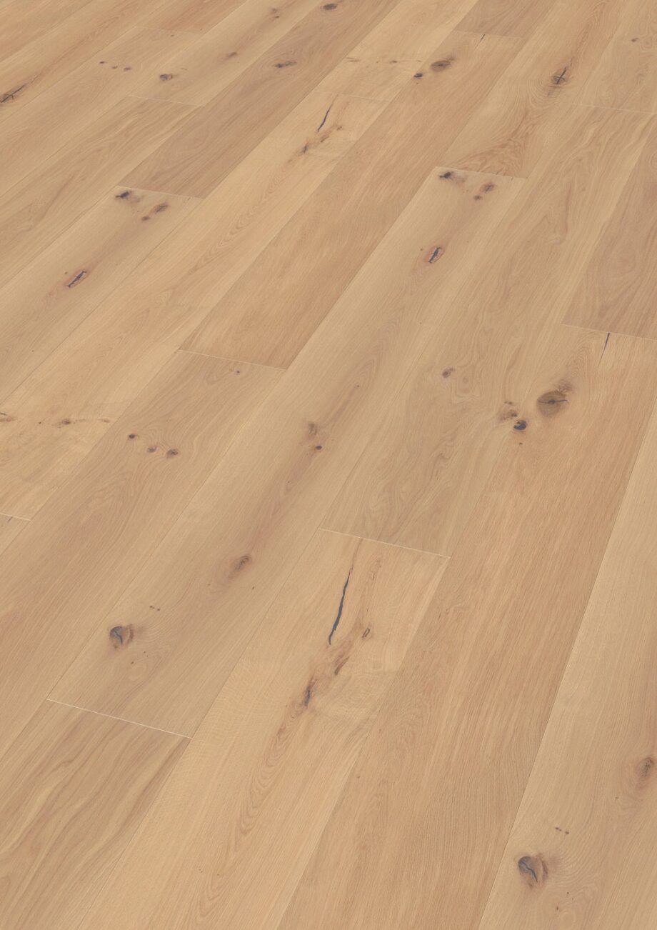 Oak parquet Thede & Witte Boston XL, knotty, handscraped, oiled, rough appearance, 1-strip, 2200 x 260 x 15 mm