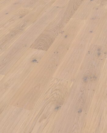 Oak parquet Thede & Witte Boston XL, knotty, handscraped, white oiled, 1-strip, 2200 x 260 x 15 mm
