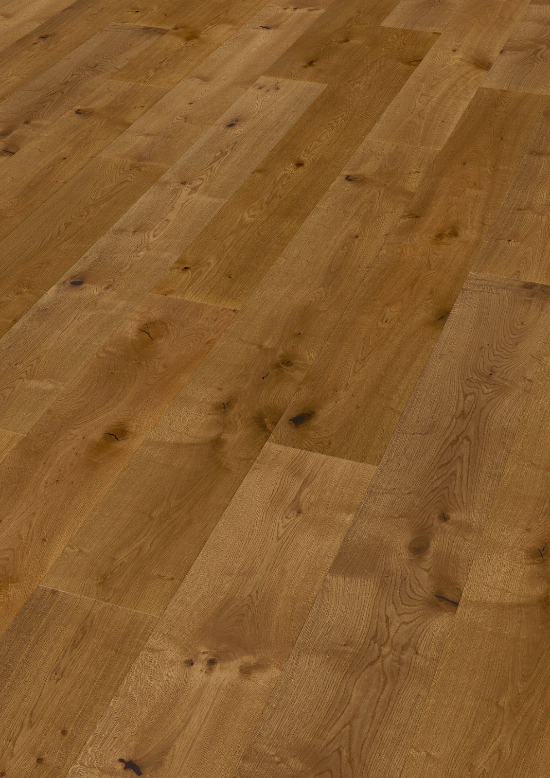 Oak parquet Thede & Witte Boston XL, knotty, smoked, brushed, oiled, 1-strip, 2200 x 260 x 15 mm