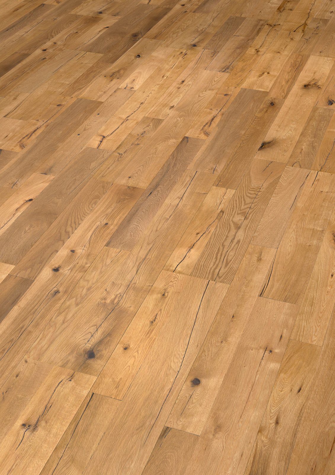 Oak parquet Thede & Witte Boston XL Modul, rustic knotty, brushed, oiled, 1-strip, 2200 x 260 x 15 mm