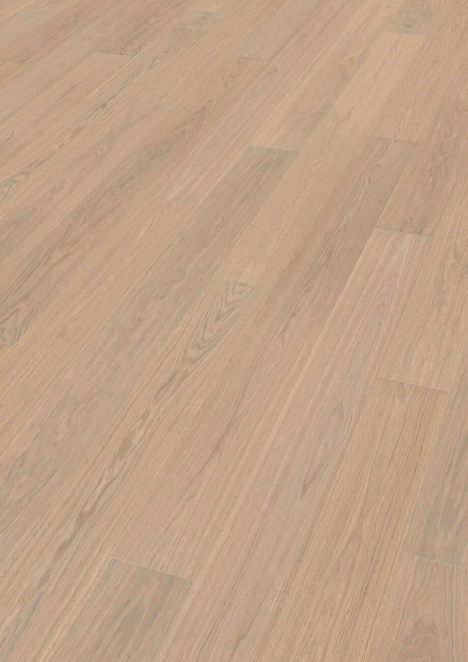 Oak parquet Thede & Witte Euro, nature, brushed, white oiled, 1-strip, 2230 x 194 x 14 mm
