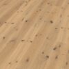Oak parquet Thede & Witte Euro, rustic knotty, brushed, oiled, rough appearance, 1-strip, 2230 x 194 x 14 mm