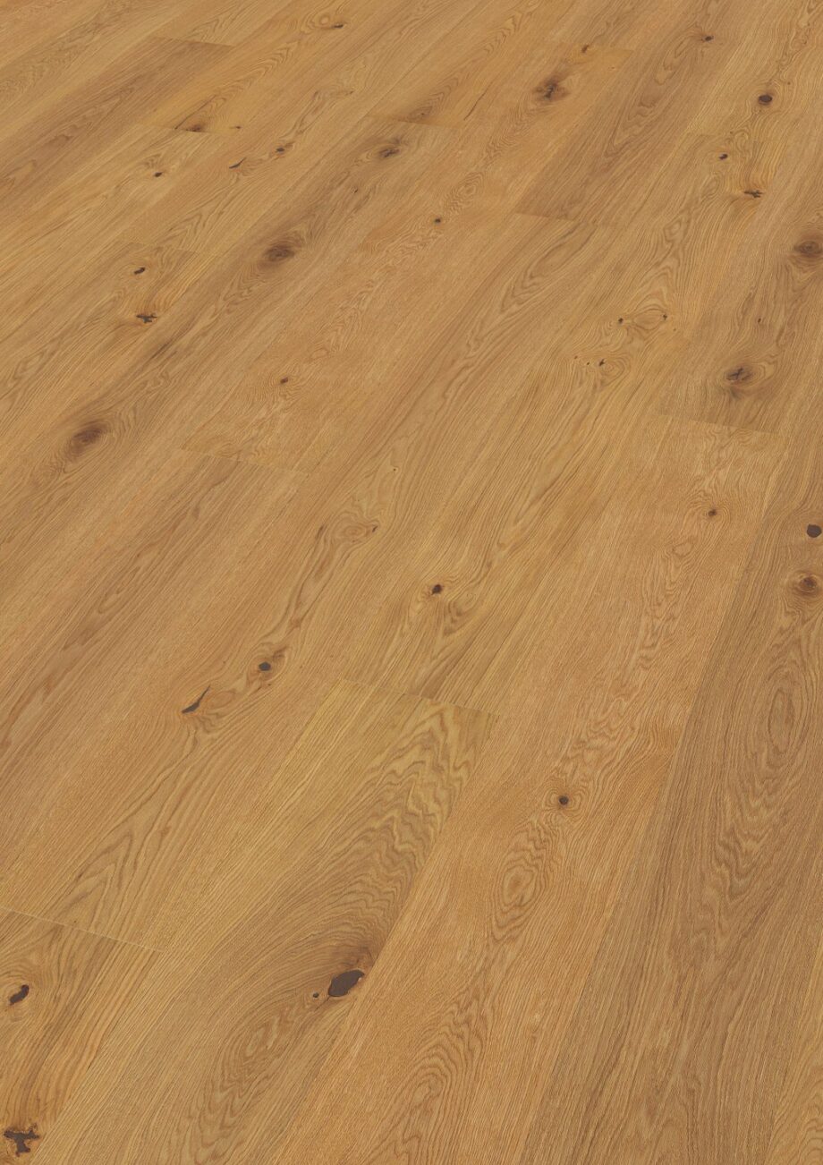 Oak parquet Thede & Witte Euro XL, knotty, brushed, oiled, 1-strip, 2230 x 254 x 14 mm