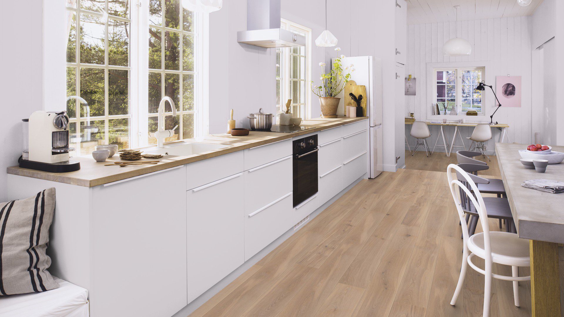Parquet floor Bauwerk Casapark Oak 35 Crema B-Protect® ultra matt lacquered 181mm – 8