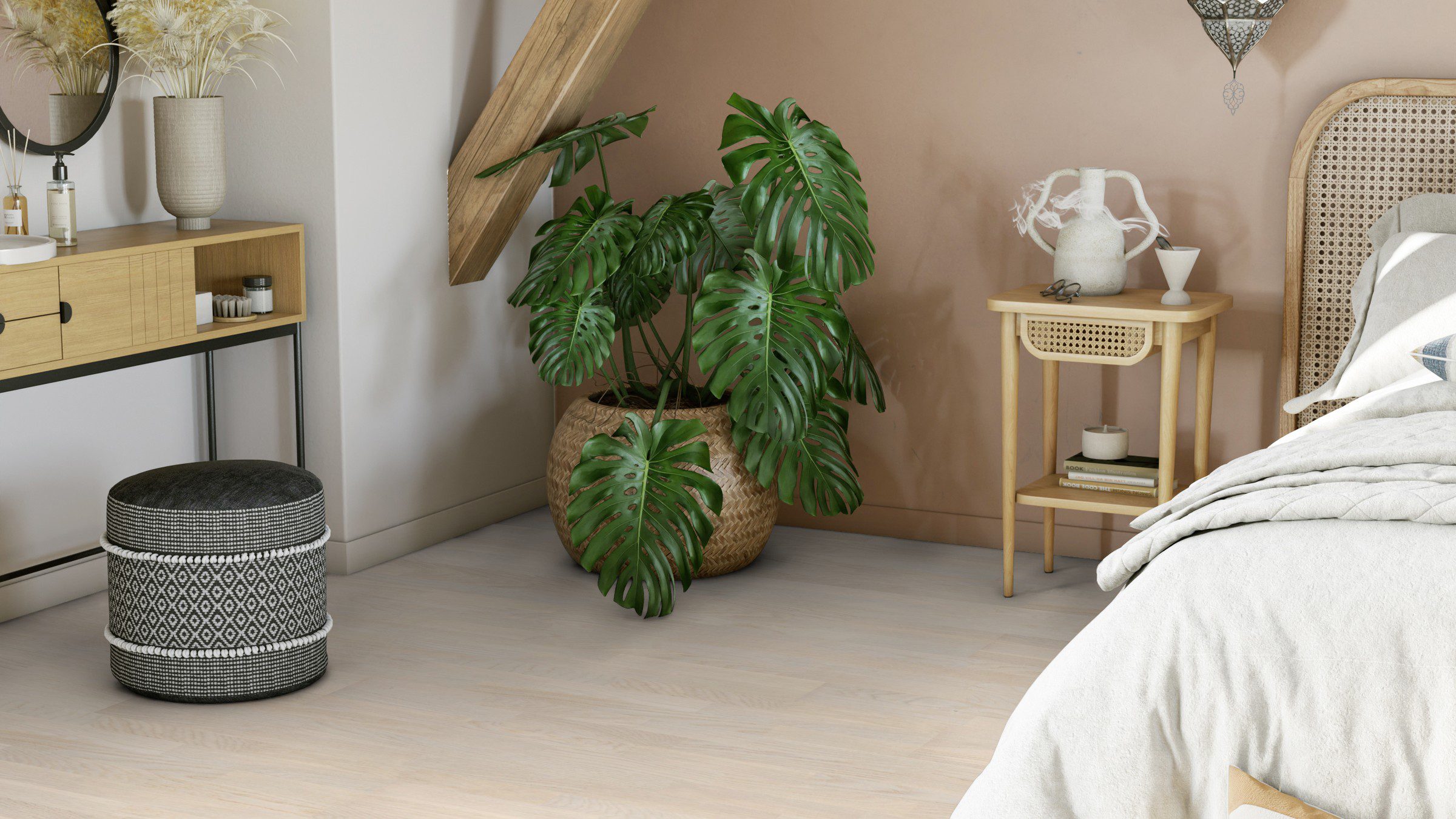 Parquet Tarkett, Grace, Oak White Lace TreS, 3-strip, brushed, Proteco ExtraMatt matt lacquer – 3