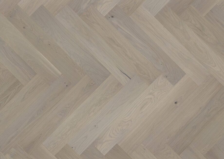 Parquet Oak, Marzipan Muffin, 1-strip, beveled, brushed, stained, matt lacquer, herringbone, click