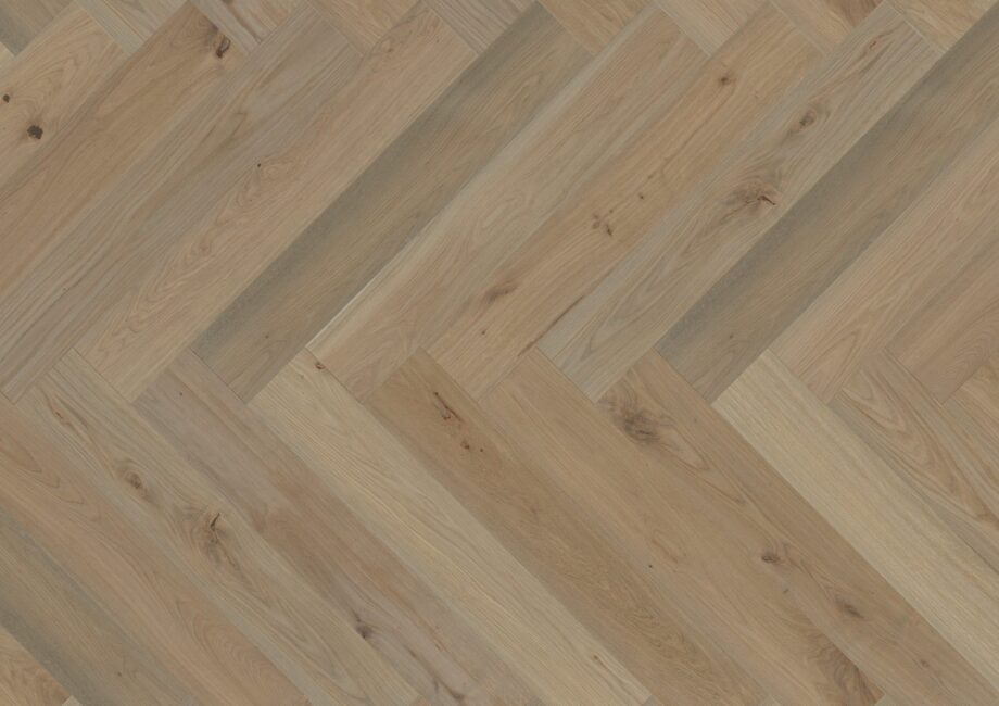 Parquet Oak, ter Hürne, Oak sand brown, herringbone, brushed, beveled, natural oil-treated