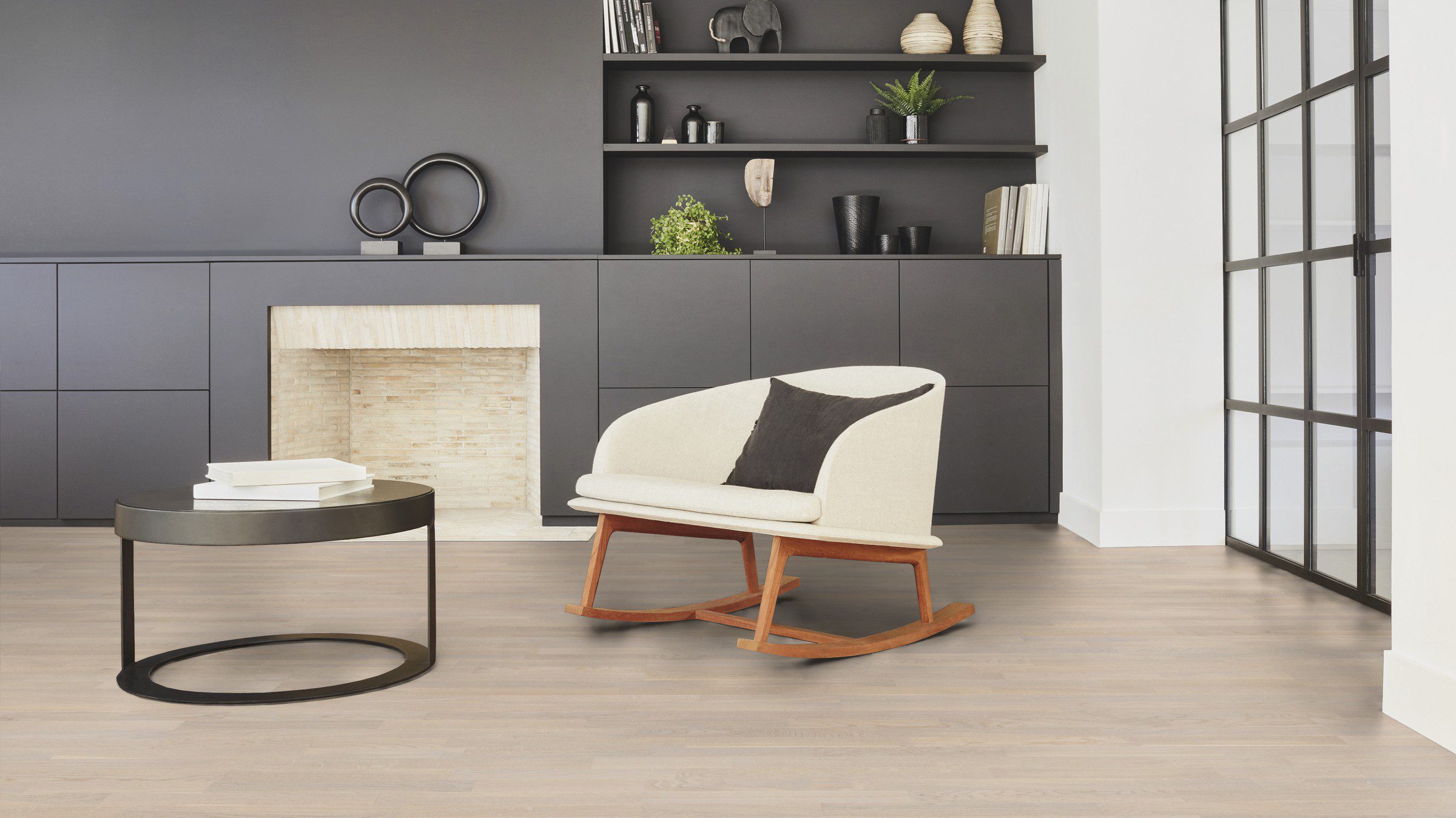 Parquet Tarkett, Shade, Oak Cotton White TreS, 3-strip, stained, Proteco Natura mat lacquer