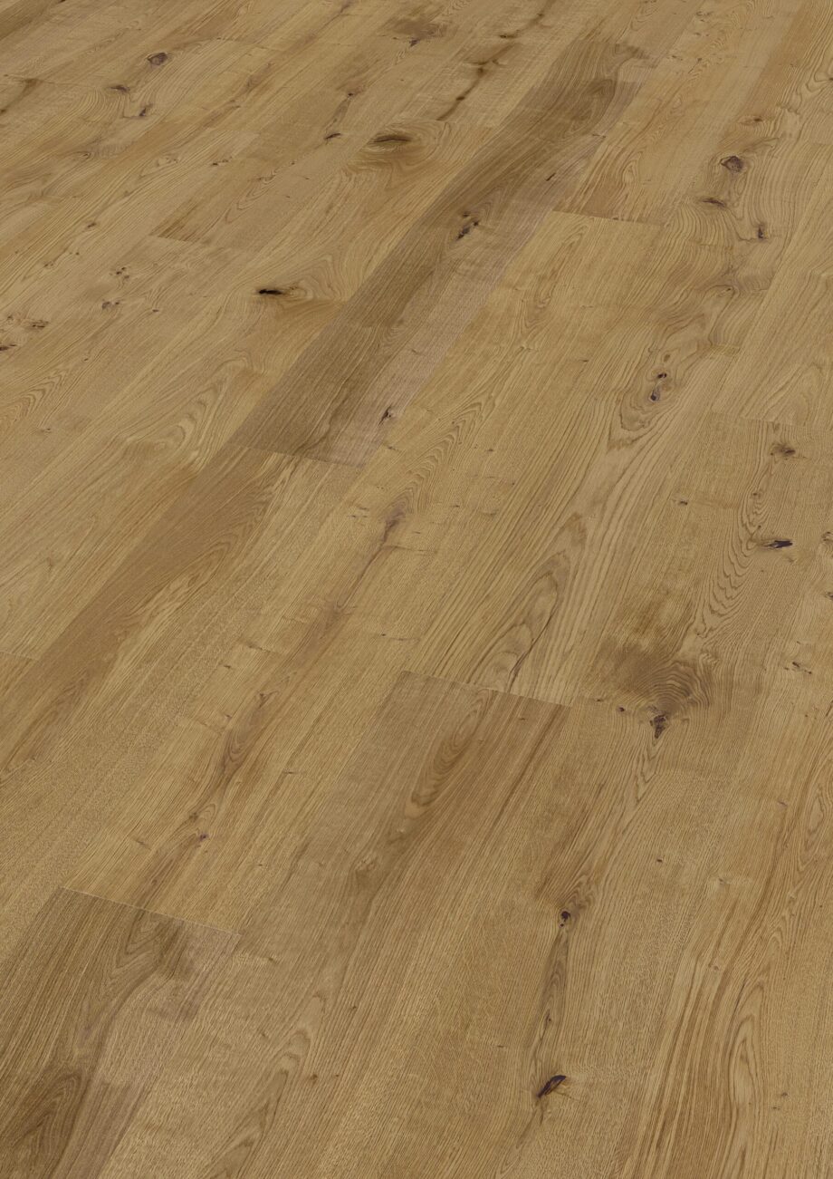Parquet Trinity Oak Rustical 1-strip beveled brushed oiled