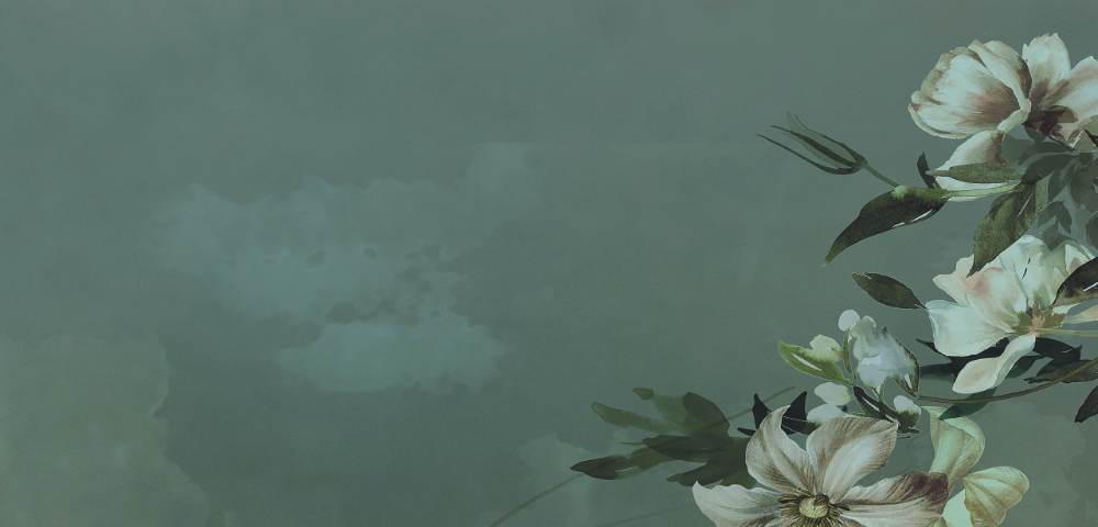 Patterned decorative porcelain tile ABK Wide&Style Country Flowers Green A, 120x240 cm (4 x 60x120 cm), 8.5 mm, matt