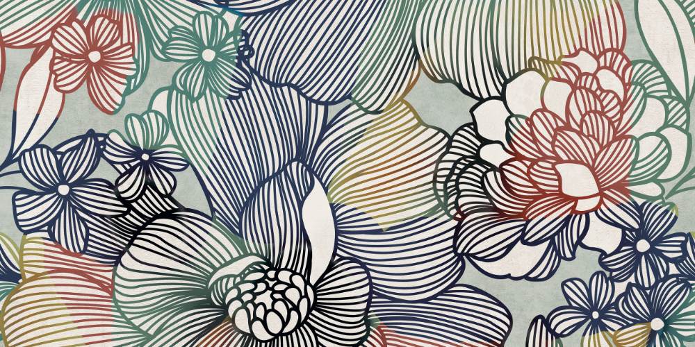 Patterned decorative porcelain tile ABK Wide&Style Sixties Light, 120x240 cm (4 x 60x120 cm), 8.5 mm, matt