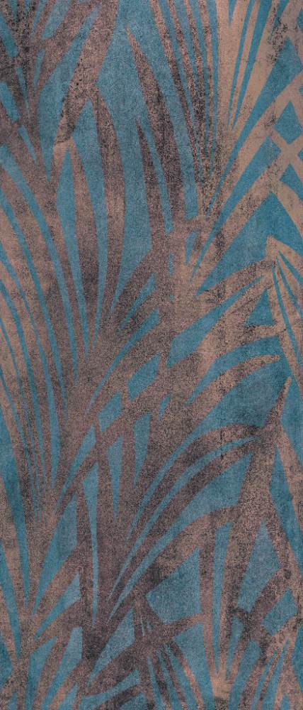 Patterned large porcelain decor slab ABK Wide&Style Jungle Blue, 120x280 cm, 6 mm, matt
