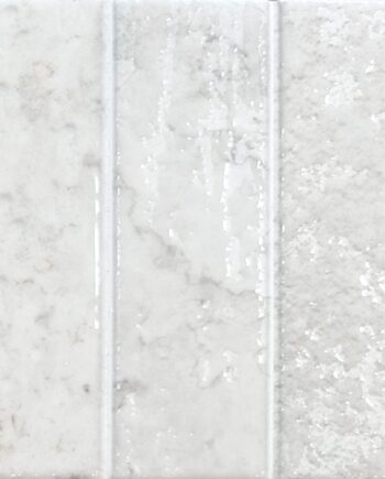 Porcelain tile with three-strip relief Dune Terraluz Yeso, 14.7x14.7 cm, 8 mm, plaster white