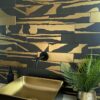 Ceramic wall tile with PVD metallic pattern Dune Flat Savannah Black & Gold, 7.5x30 cm, 8 mm, black & gold – 2